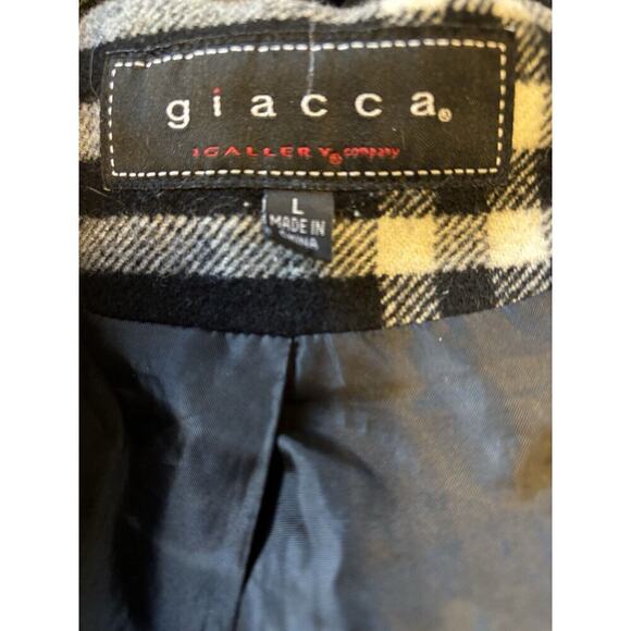 Black White Plaid Jacket Hoodie Giacca Gallery Large Soft Lined Back Yoke - Picture 9 of 9